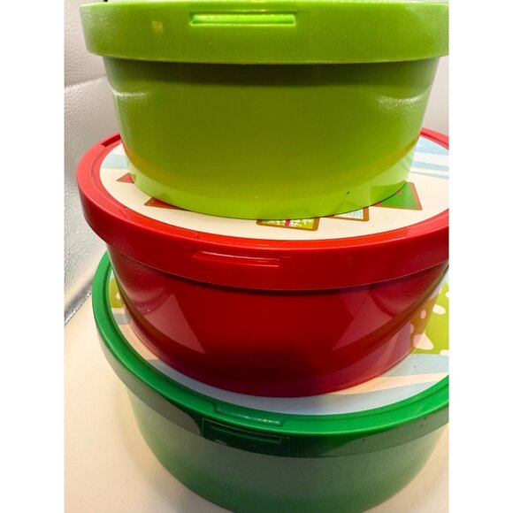 Snapware Holiday Cookie Keeper 6-Piece Set With Festive Designs & Matching Lids - Picture 3 of 7